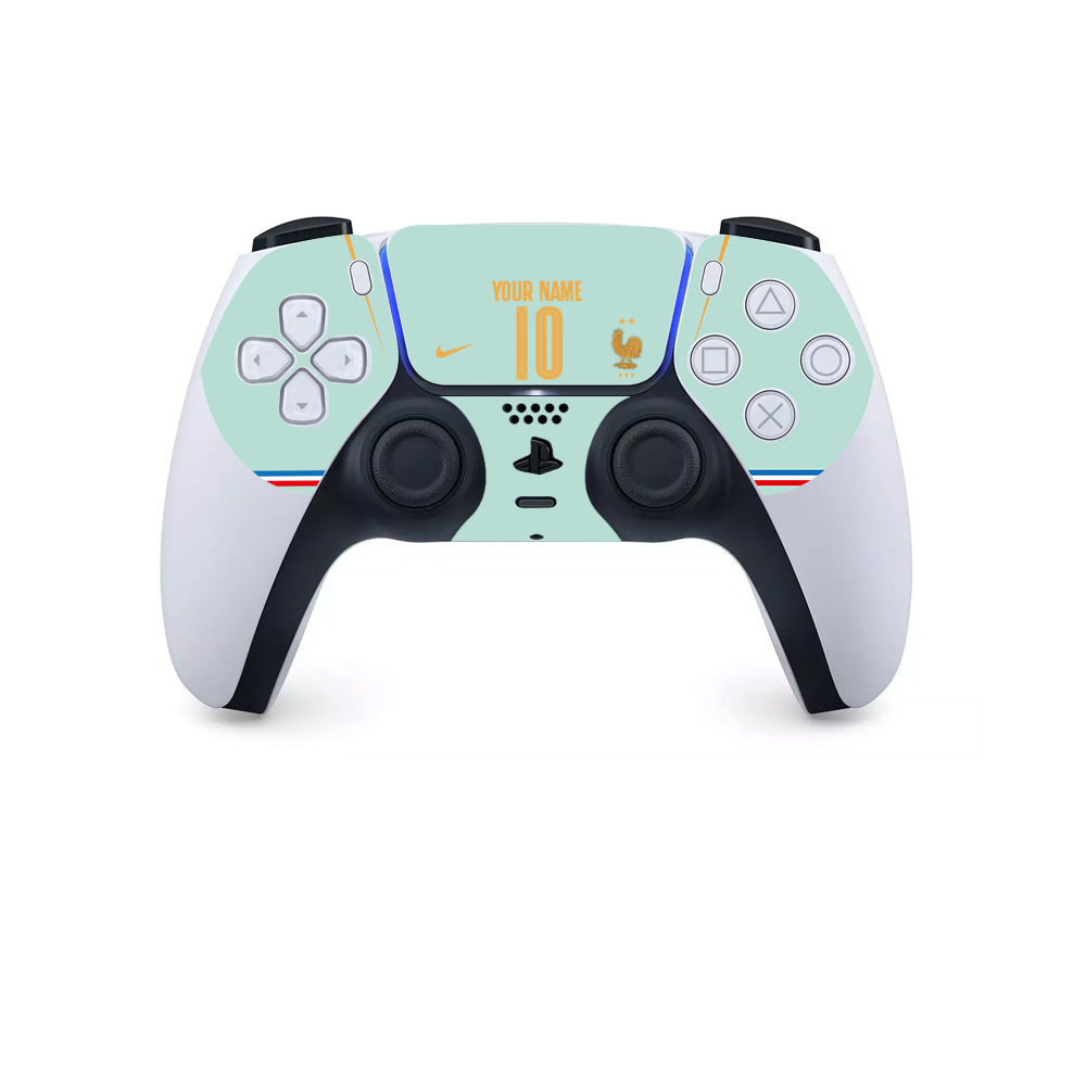 France-Away Personalised France World Cup 2026 PS5 DualSense controller skin with custom name and number